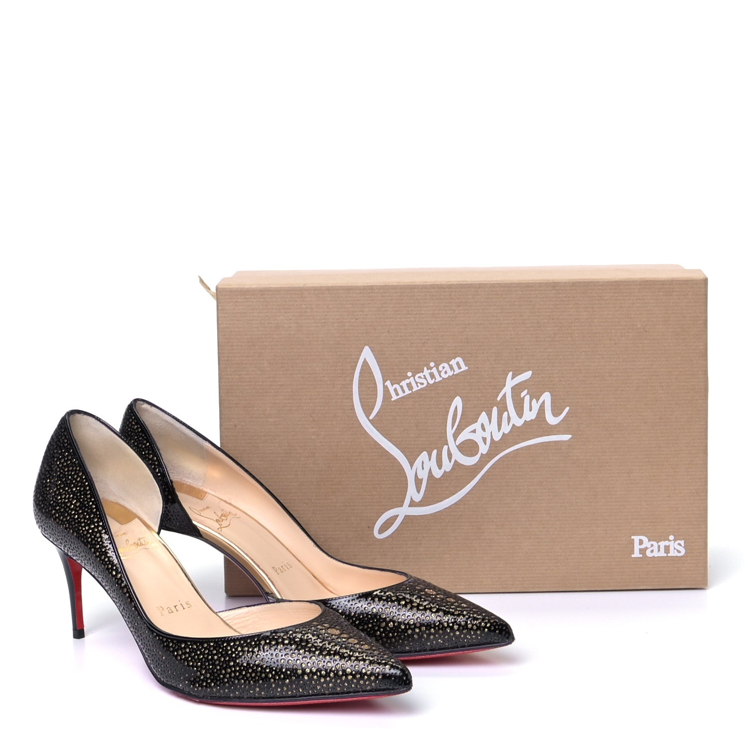Christian Louboutin Patent Glitter Galupump 70 Pumps 36.5 Black Gold 10 of 10