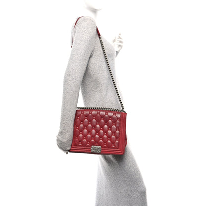 Chanel Nubuck Chesterfield Quilted Large Celtic Boy Flap Red 2 of 10