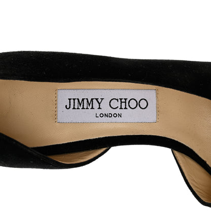 Jimmy Choo Suede Calfskin Sadira 100 Sandals 37.5 Black 6 of 7
