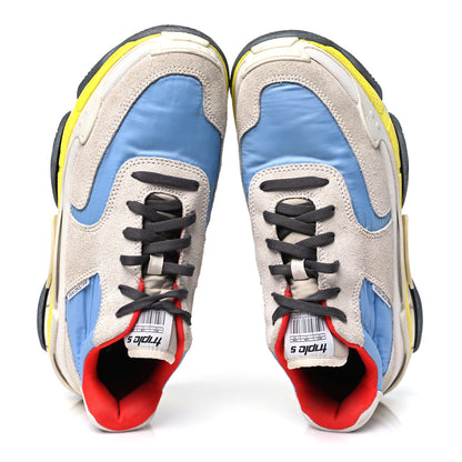 Balenciaga Nylon Suede Womens Triple S 2.0 Sneakers Gris Bleu Rouge 2 of 9