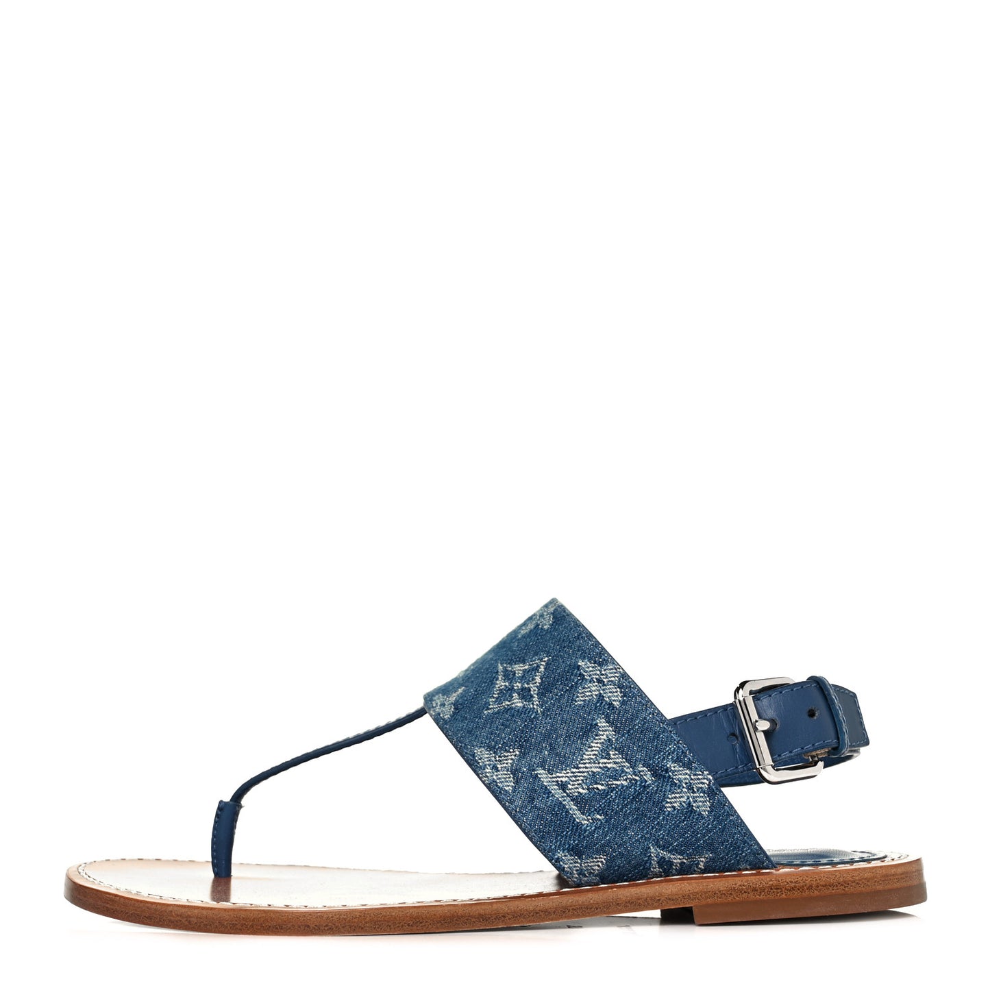 Monogram Denim Starboard Flat Thong Sandal 37 Blue