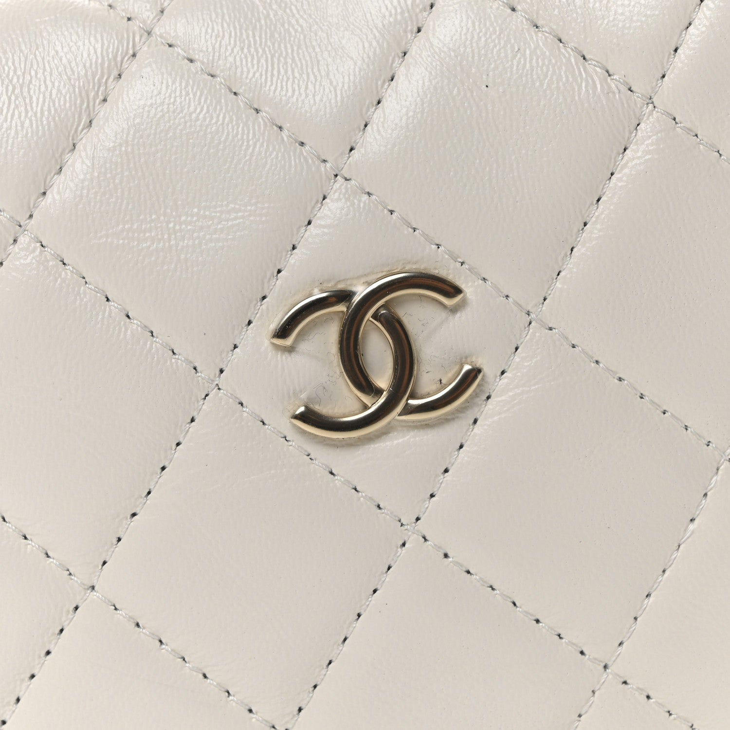 Chanel Lambskin Quilted Chain Around Pouch White 8 of 10