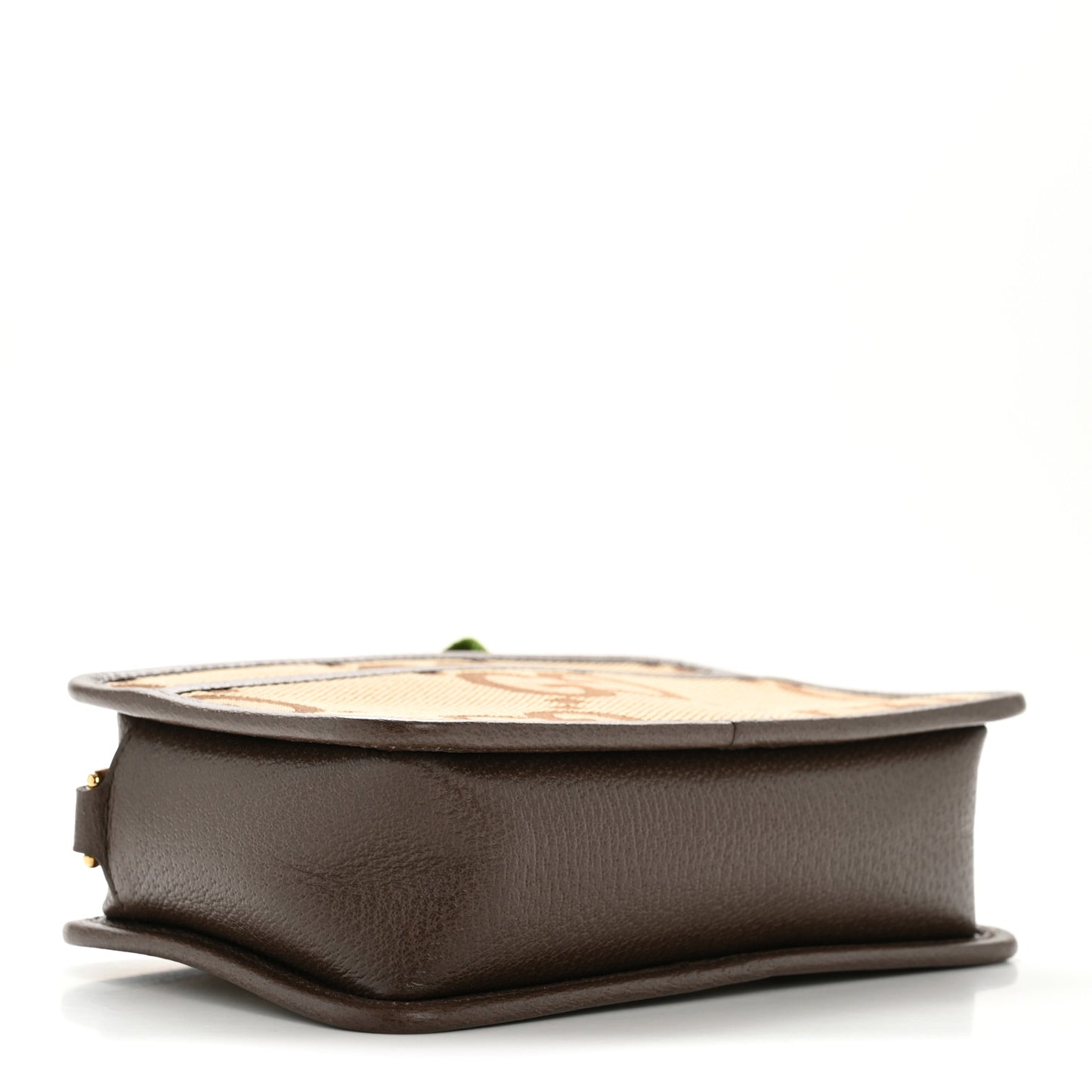 Monogram Jumbo GG Textured Dollar Calfskin Web Mini Crossbody Bag Camel Ebony New Acero