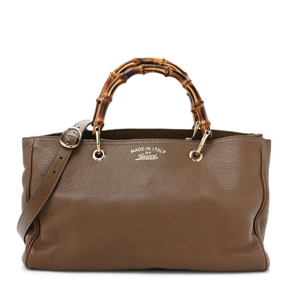 Gucci Pebbled Calfskin Medium Bamboo Shopper Tote Acero 1 of 16