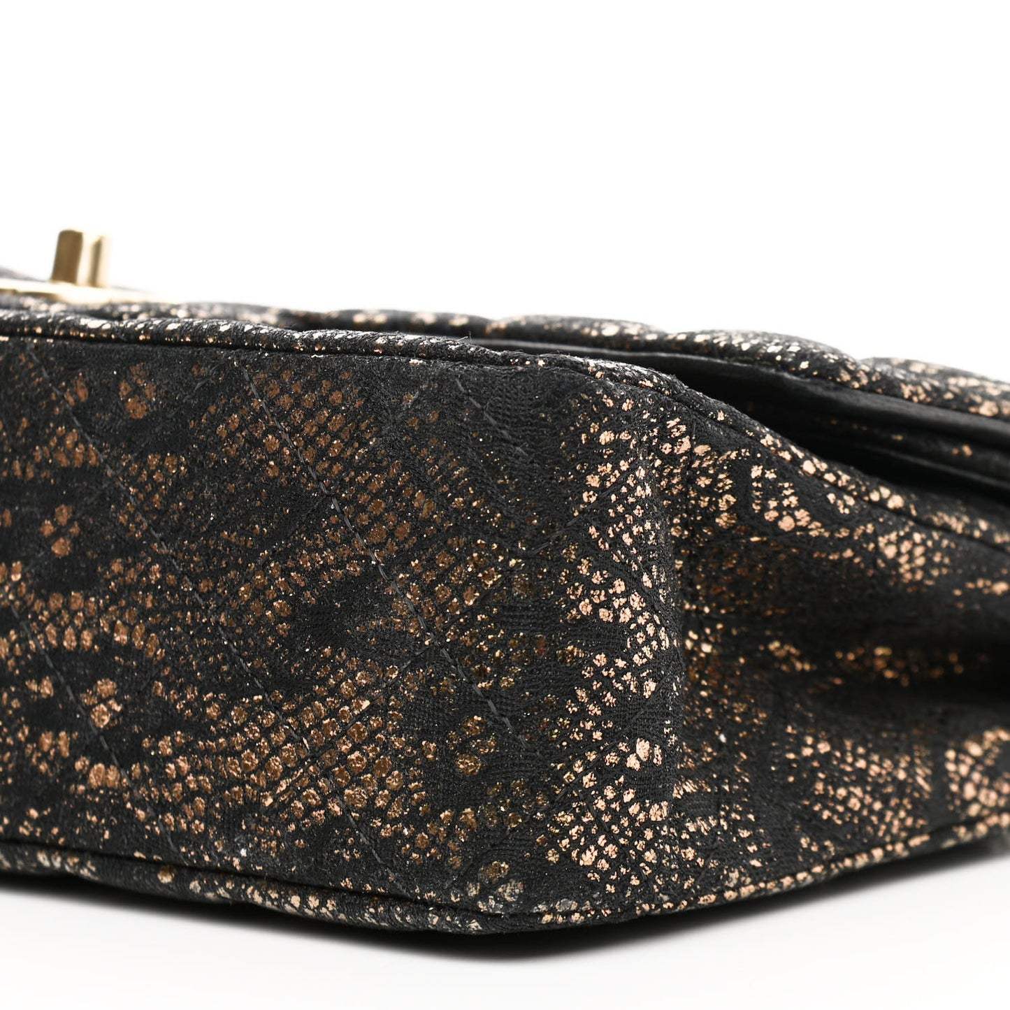 Lace Metallic Goatskin Medium Double Flap Gold