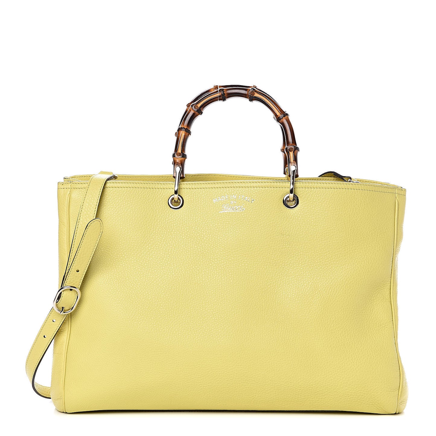 Calfskin Large Bamboo Shopper Tote Citrus