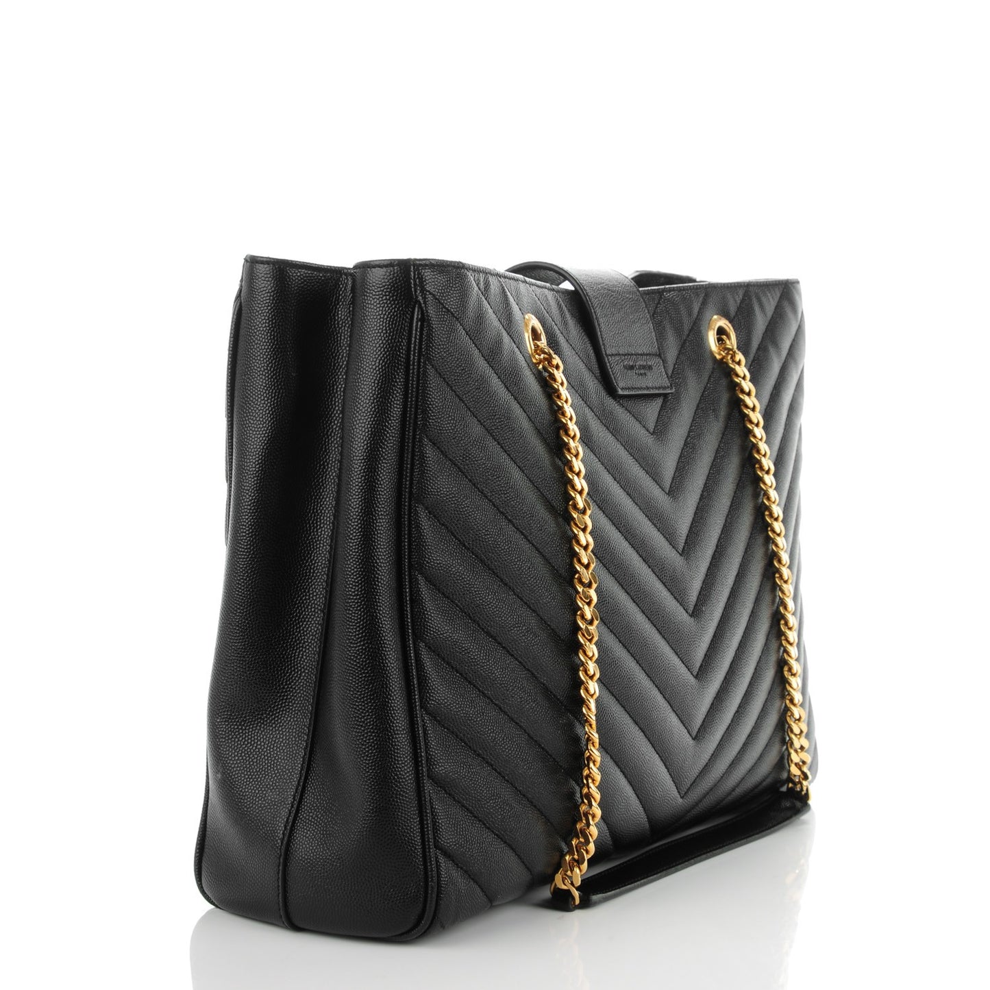 Grain De Poudre Matelasse Chevron Monogram Shopping Bag Black