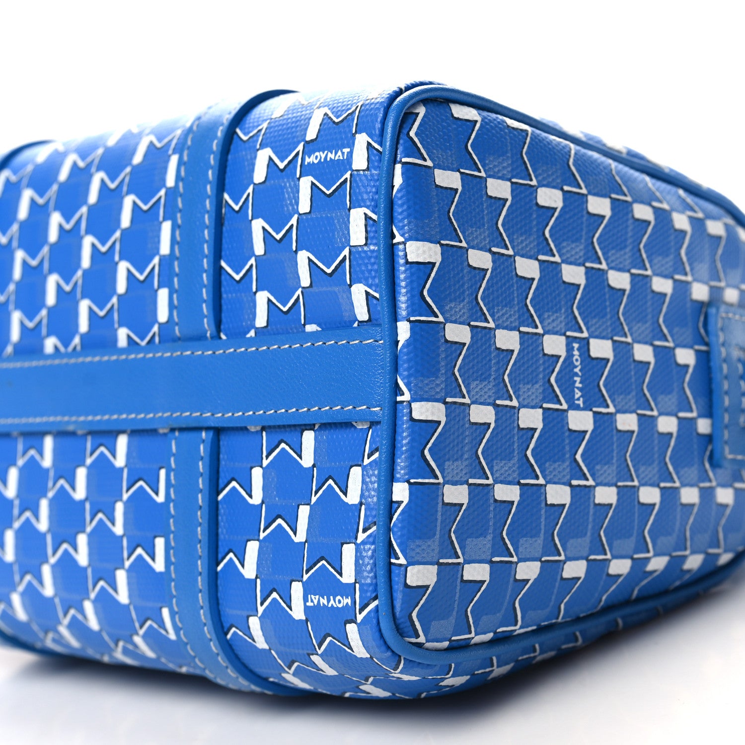 Moynat Grained Calfskin Canvas Crossbody Blue 10 of 11