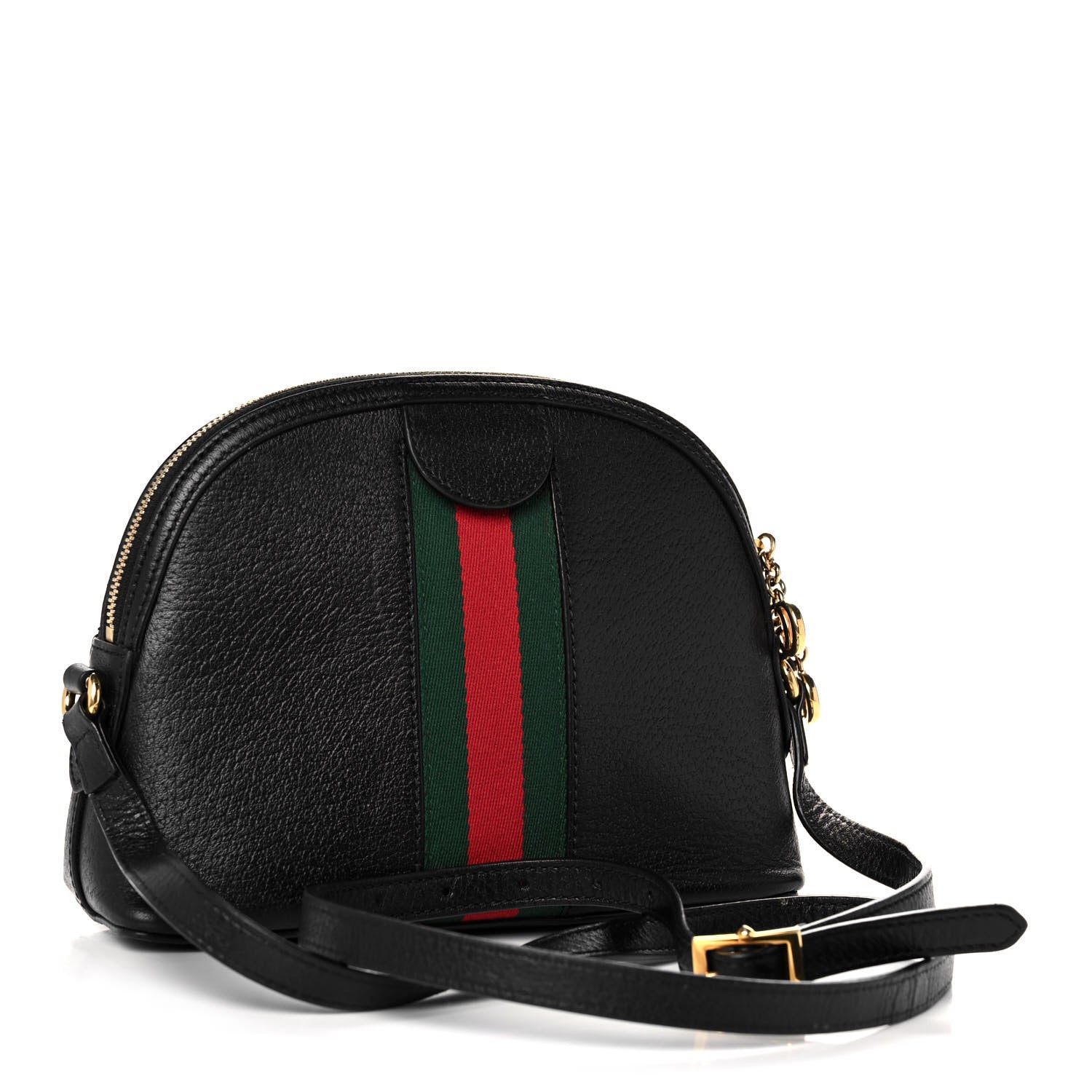 Gucci Calfskin GG Web Small Ophidia Dome Shoulder Bag Black 3 of 16