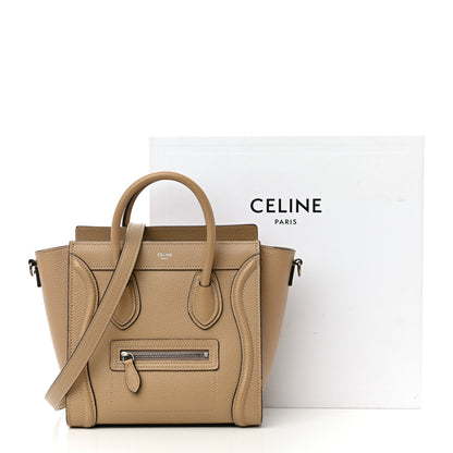 Celine Drummed Calfskin Nano Luggage Dune 12 of 12