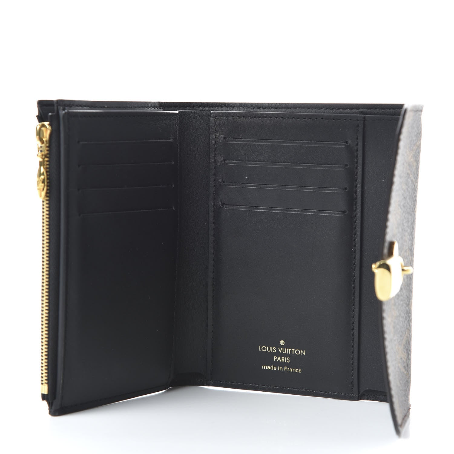 Louis Vuitton Monogram Flower Lock Compact Wallet Black 5 of 10