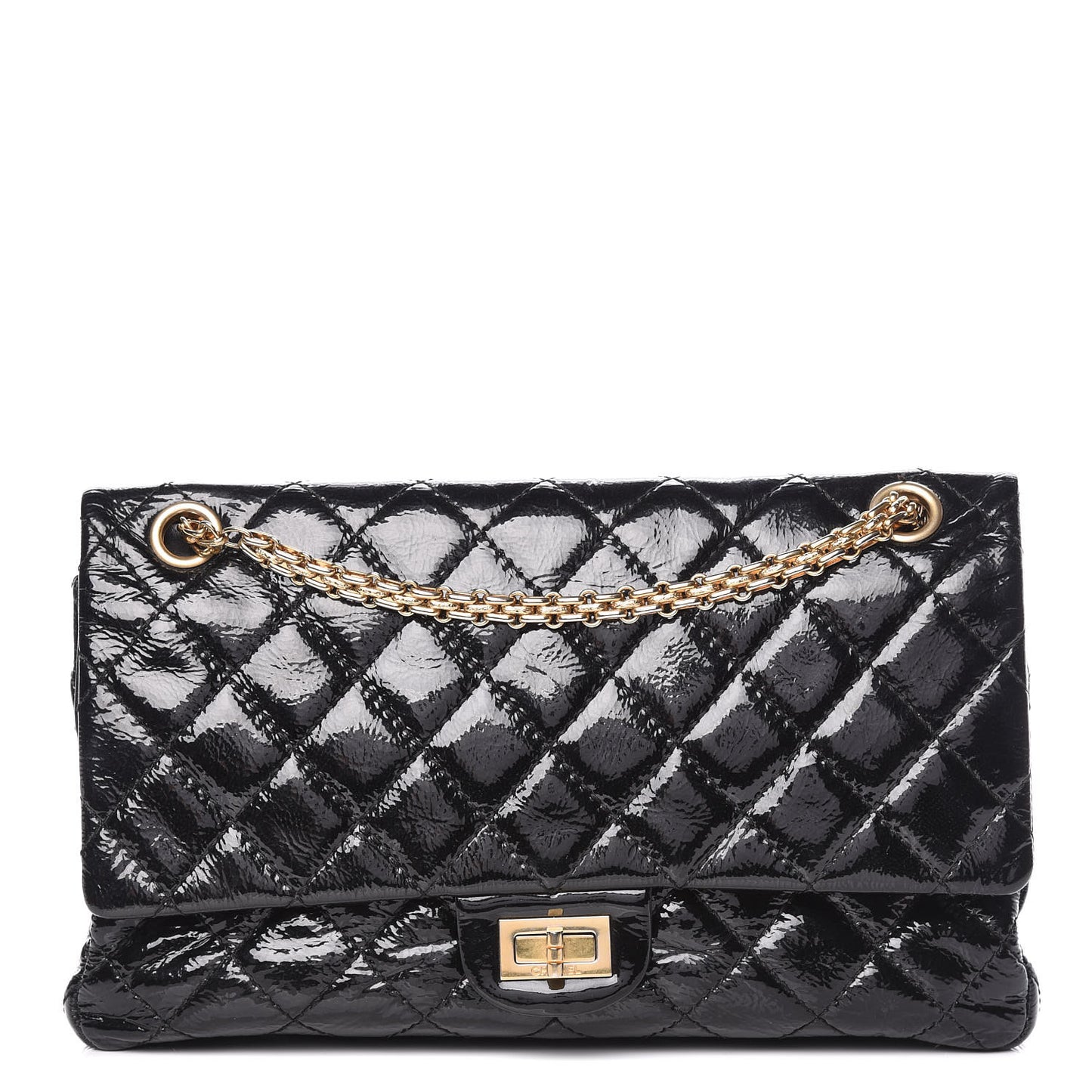 Distressed Patent Quilted 2.55 Reissue 226 Flap Black