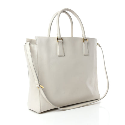 Prada Saffiano Lux Double Handle Shopping Tote Talco 3 of 14