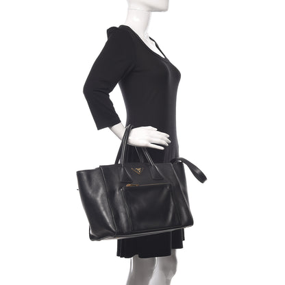 Prada Soft Calfskin Shopping Tote Black 3 of 12