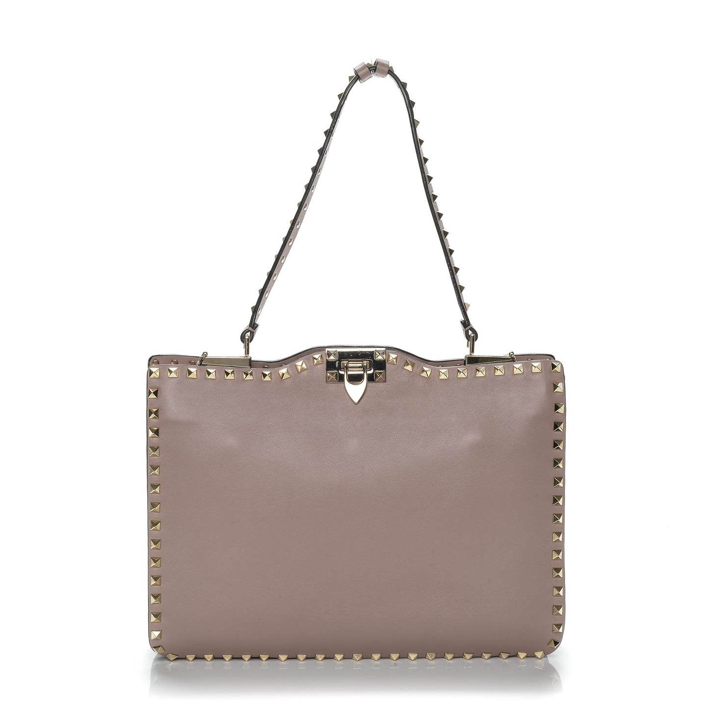 Vitello Rockstud Flip-Lock Shoulder Bag Poudre