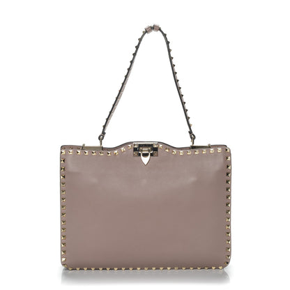 Valentino Garavani Vitello Rockstud Flip-Lock Shoulder Bag Poudre 1 of 6