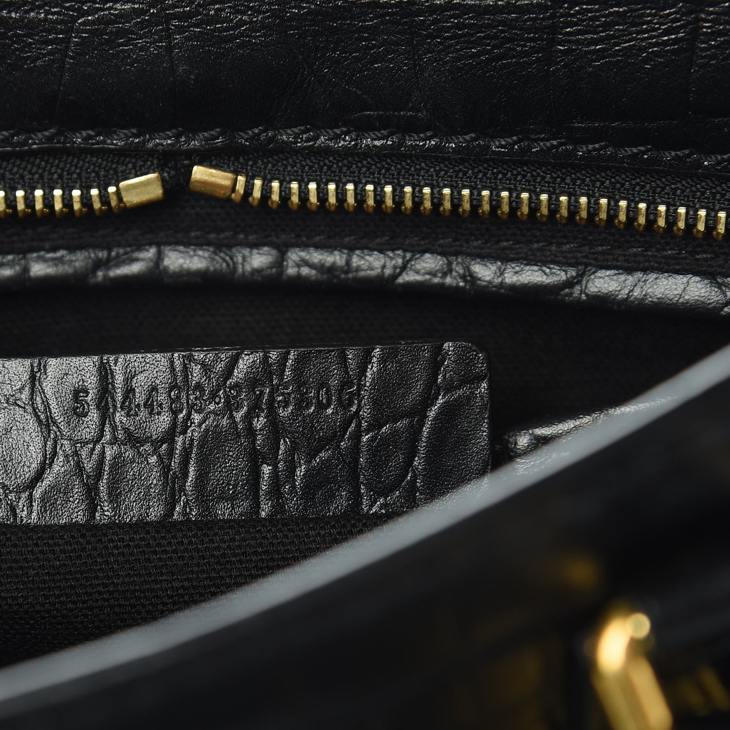 Alexander McQueen Calfskin Crocodile Embossed Small Skull Padlock Zip Around Tote Black 7 of 11