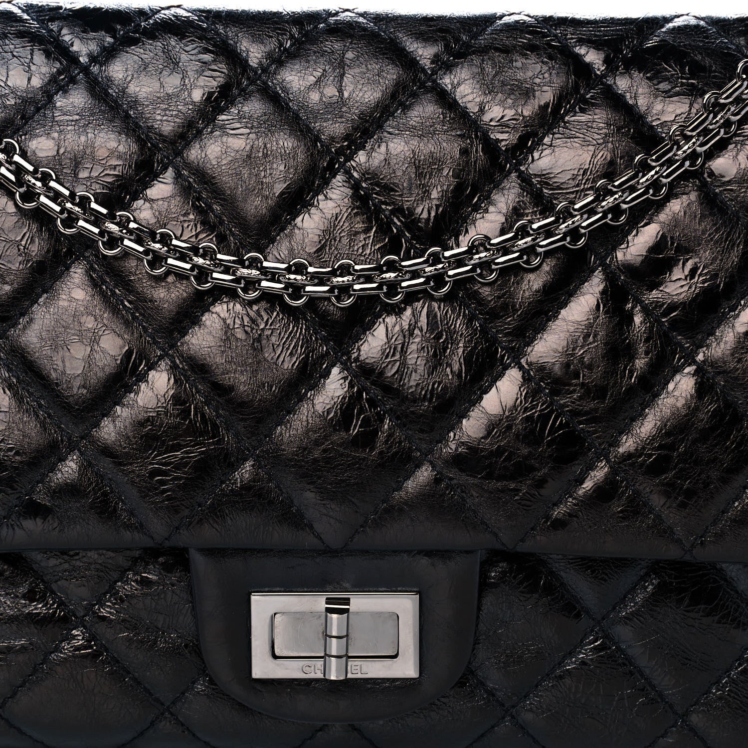 Chanel Metallic Aged Calfskin Quilted 2.55 Reissue 227 Flap Black 8 of 11