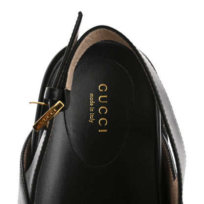 Gucci Logo Calfskin Slingback Sandals 38.5 Black 7 of 10