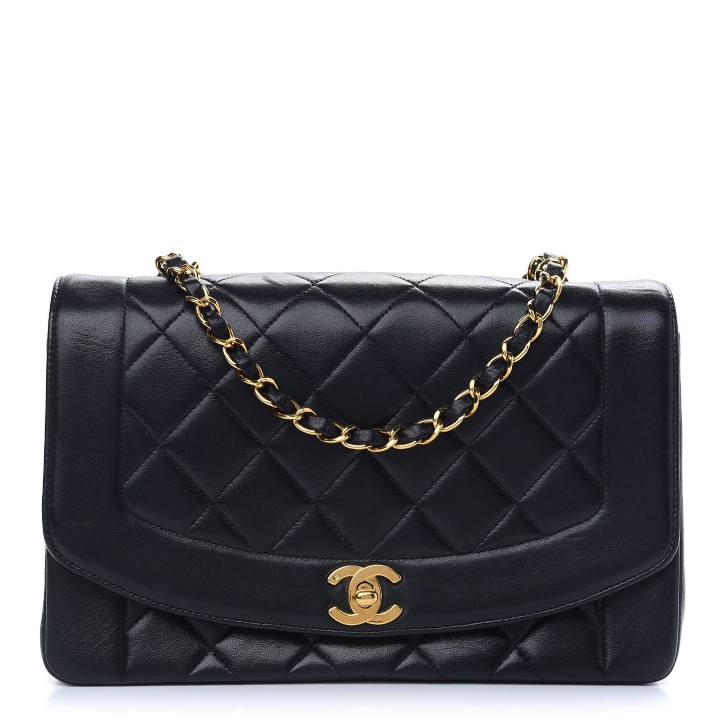 Lambskin Quilted Medium Single Flap Black