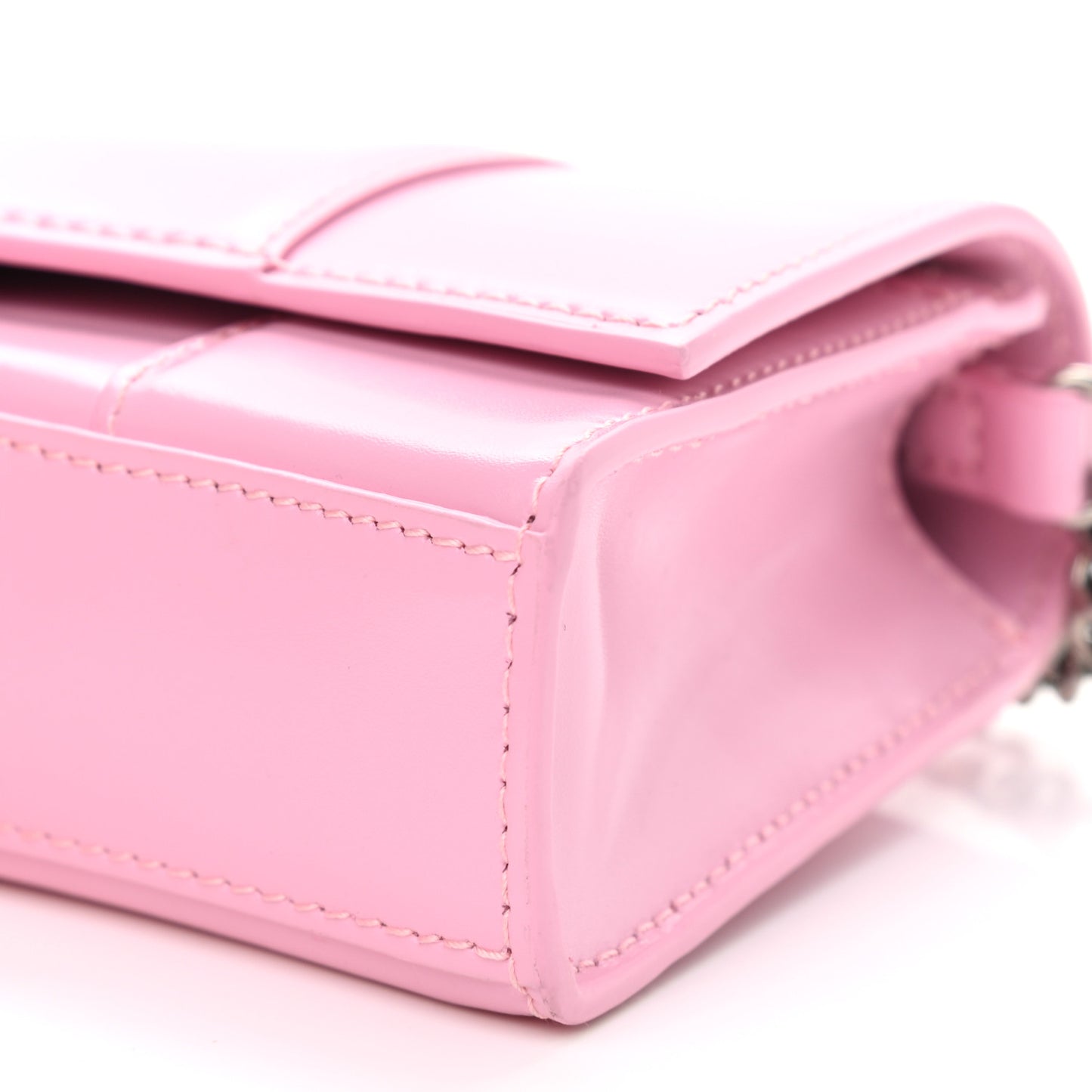 Shiny Box Calfskin Tonal B Hourglass Chain Bag Candy Pink