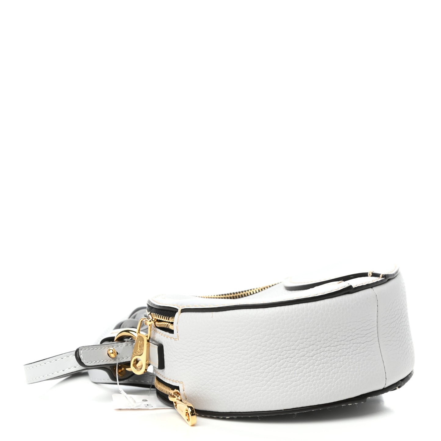 Grained Shiny Calfskin Mini Round Daria Bag Light Cloud