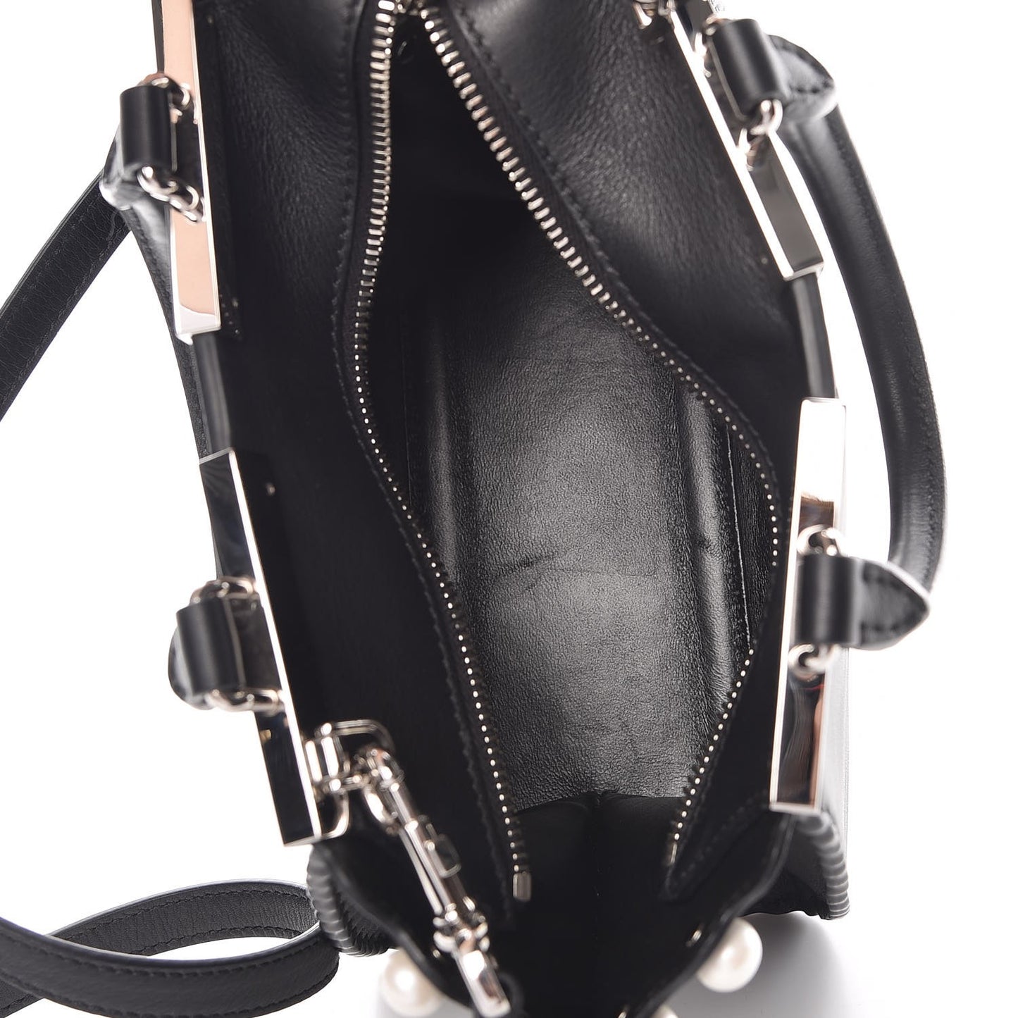 Vitello Pearl Embellished Mini 3Jours Tote Black