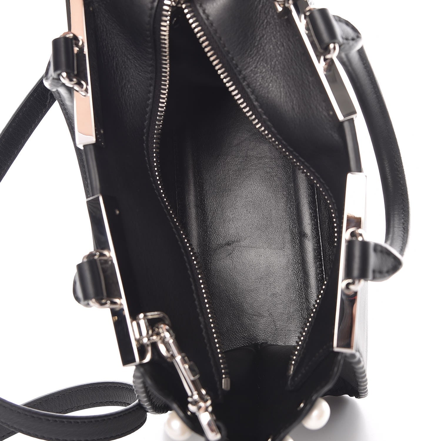 Fendi Vitello Pearl Embellished Mini 3Jours Tote Black 5 of 9