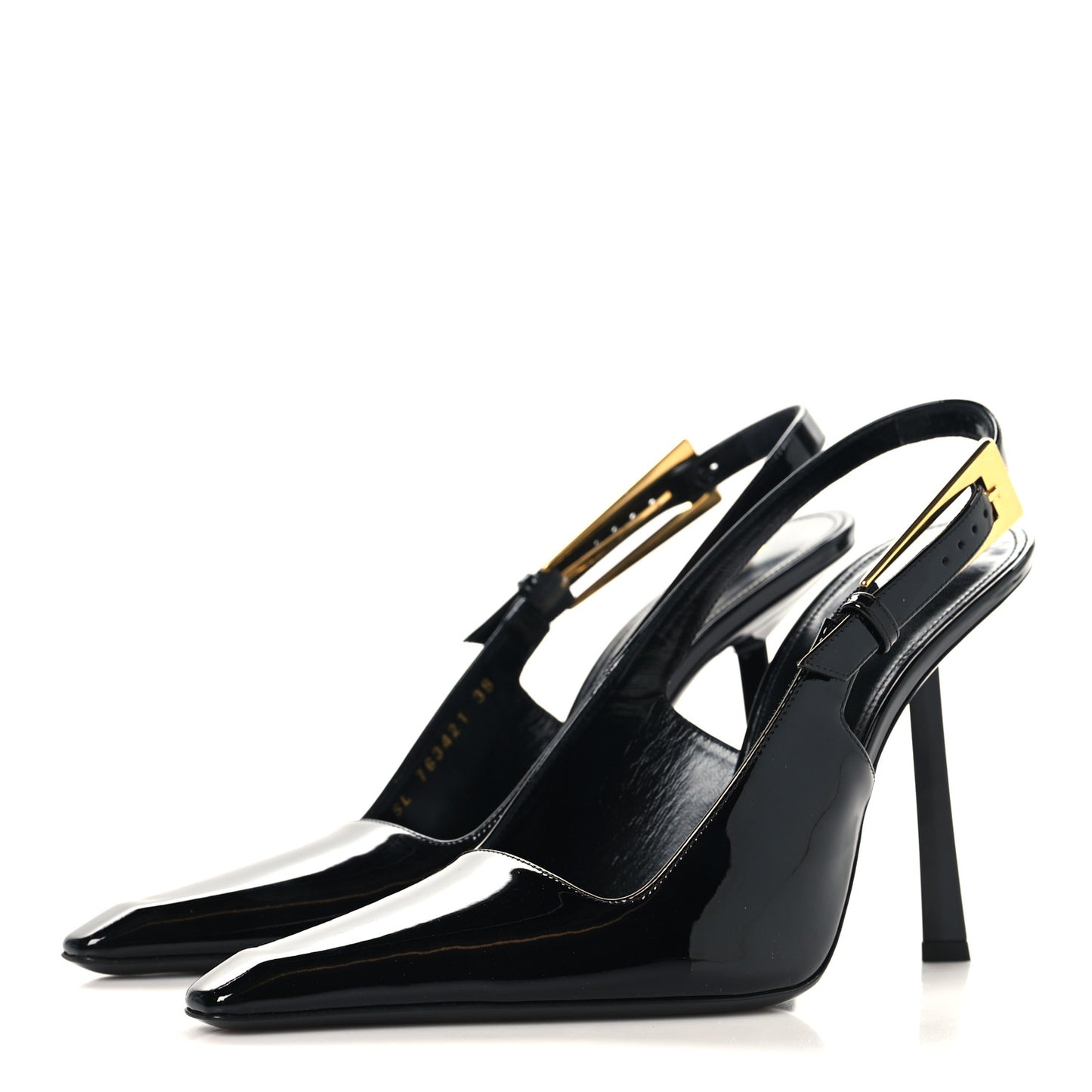 Glazed Calfskin Lee Slingback Pumps 38 Black