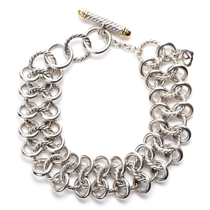 David Yurman Sterling Silver 18K Yellow Gold Atlas Chainmail Link Bracelet 1 of 6