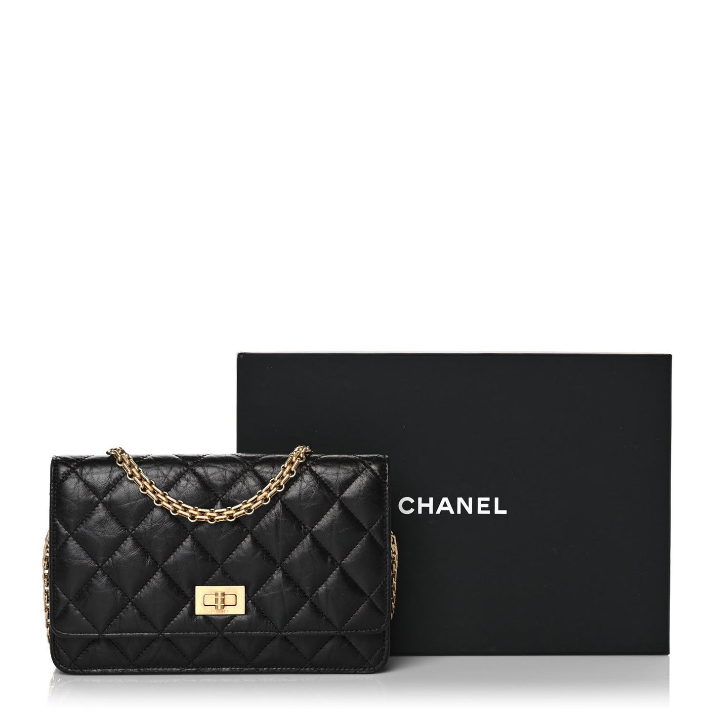 Aged Calfskin Quilted Reissue Wallet On Chain WOC Black