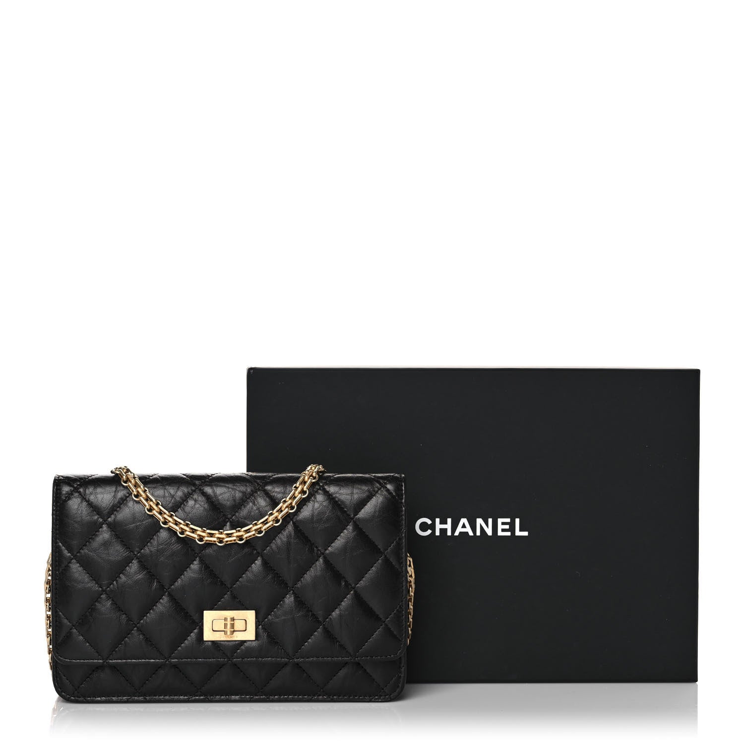 Chanel Aged Calfskin Quilted Reissue Wallet On Chain WOC Black 11 of 11