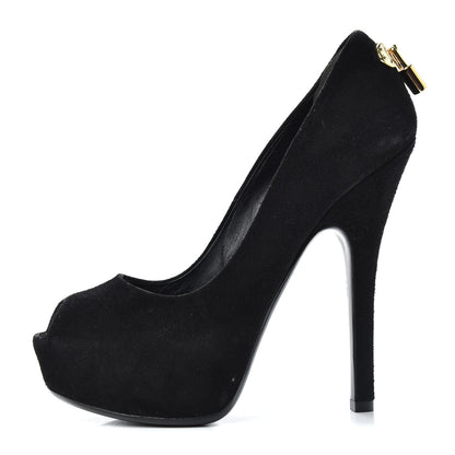 Louis Vuitton Suede Oh Really Peep Toe Pumps 35 Black 1 of 10