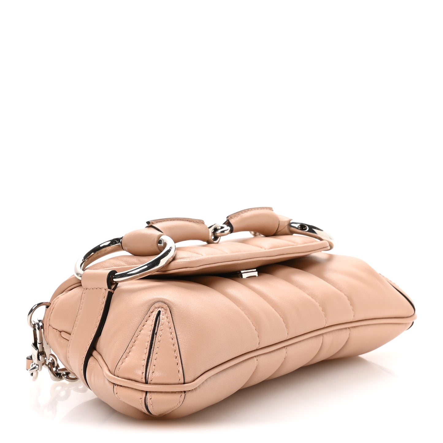 Nappa Vertical Matelasse Small Maxi Horsebit Chain Shoulder Bag Beige