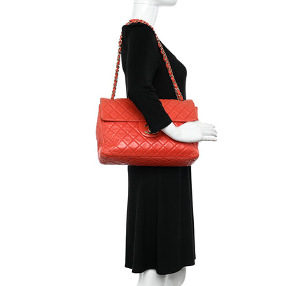 Chanel Lambskin Quilted XL Maxi Single Flap Red 2 of 15