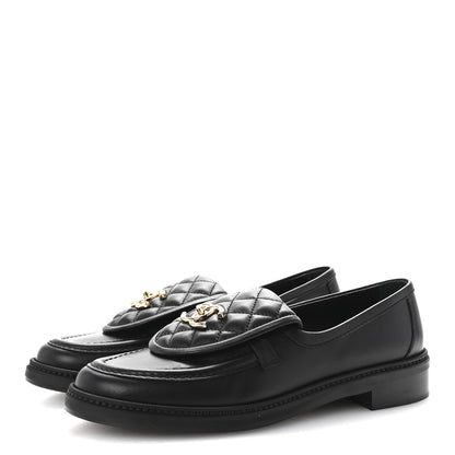 Chanel Lambskin Quilted CC Turnlock Loafers 40 Black 4 of 10