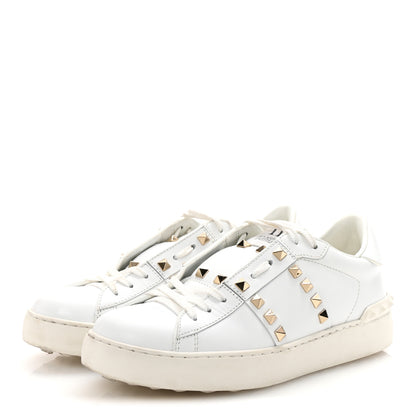 Valentino Garavani Calfskin Rockstud Untitled Open Sneakers 38 White 4 of 10
