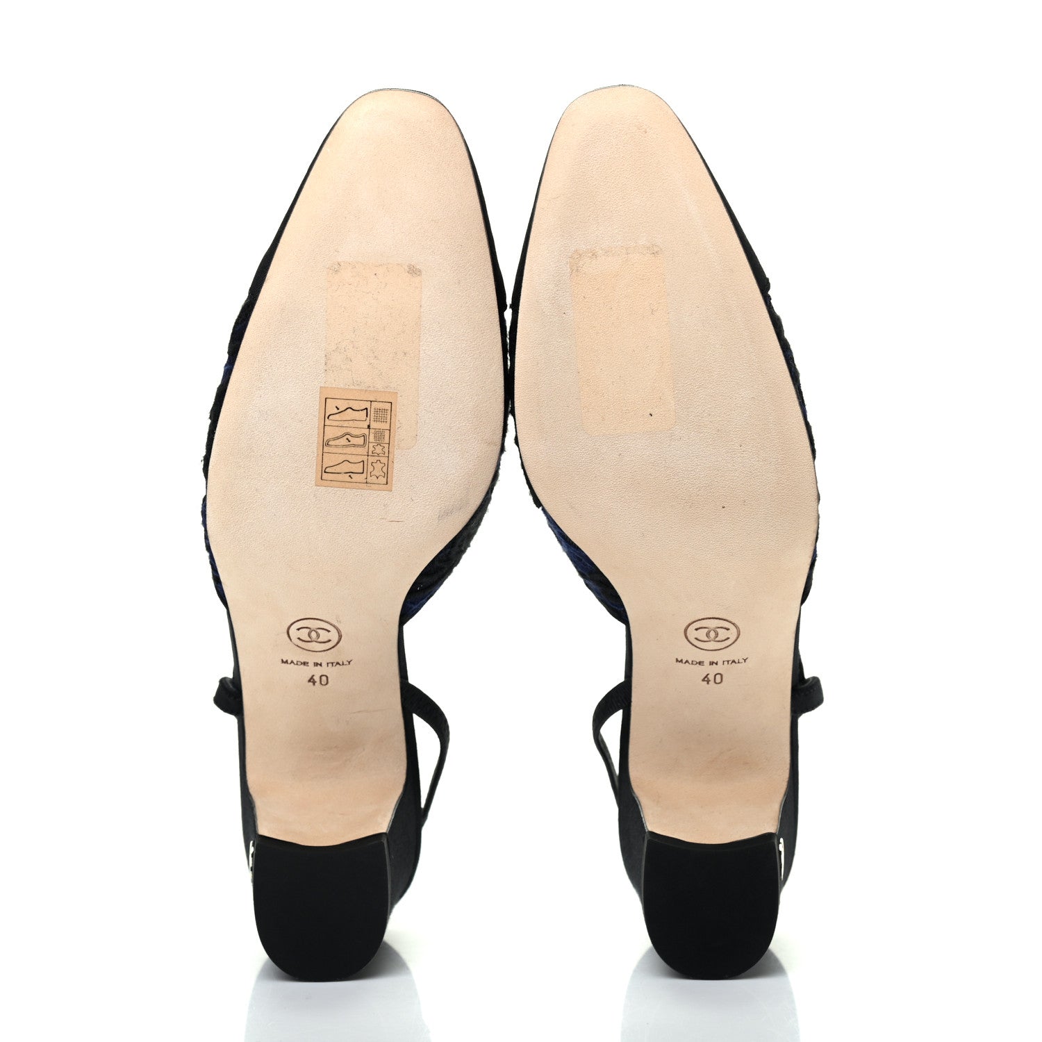 Chanel Lace Grosgrain Cap Toe CC Slingback Pumps 40 Navy Black 5 of 10