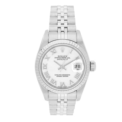 Rolex Stainless Steel 18K White Gold 26mm Oyster Perpetual Datejust Watch White Roman 79174 1 of 4