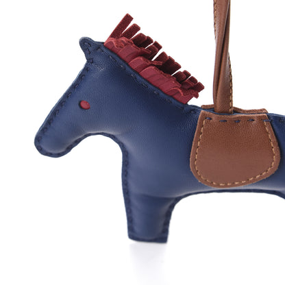 Hermes Milo Lambskin Grigri Rodeo Bag Charm PM Bleu de Malte Rubis Fauve 5 of 7