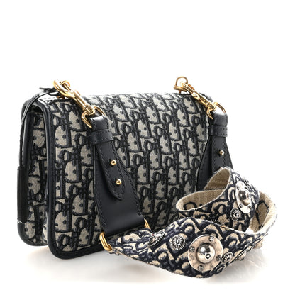 Christian Dior Oblique Small DiorAddict Flap Bag Navy Blue 3 of 9