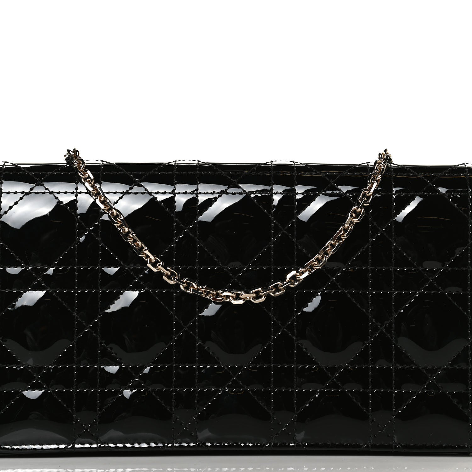 Christian Dior Patent Cannage Lady Dior Chain Wallet Black 12 of 29