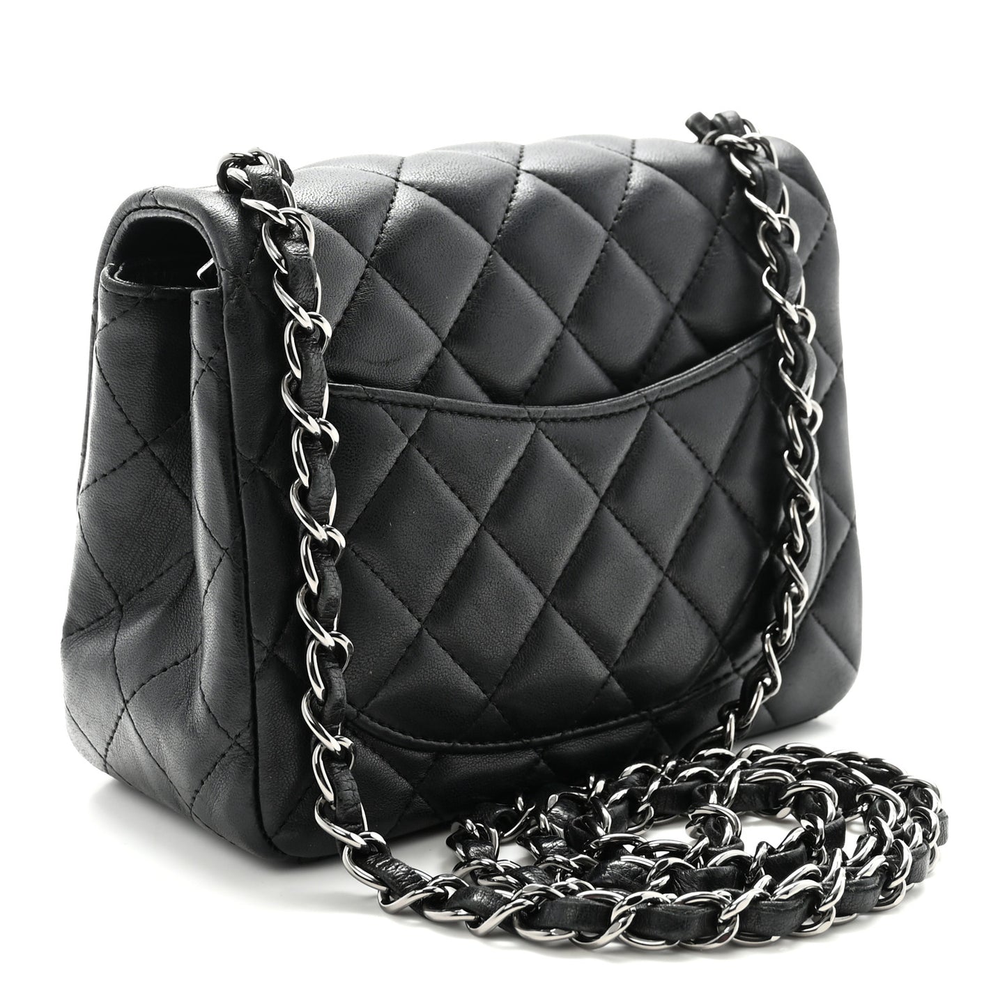 Lambskin Quilted Mini Square Flap Black