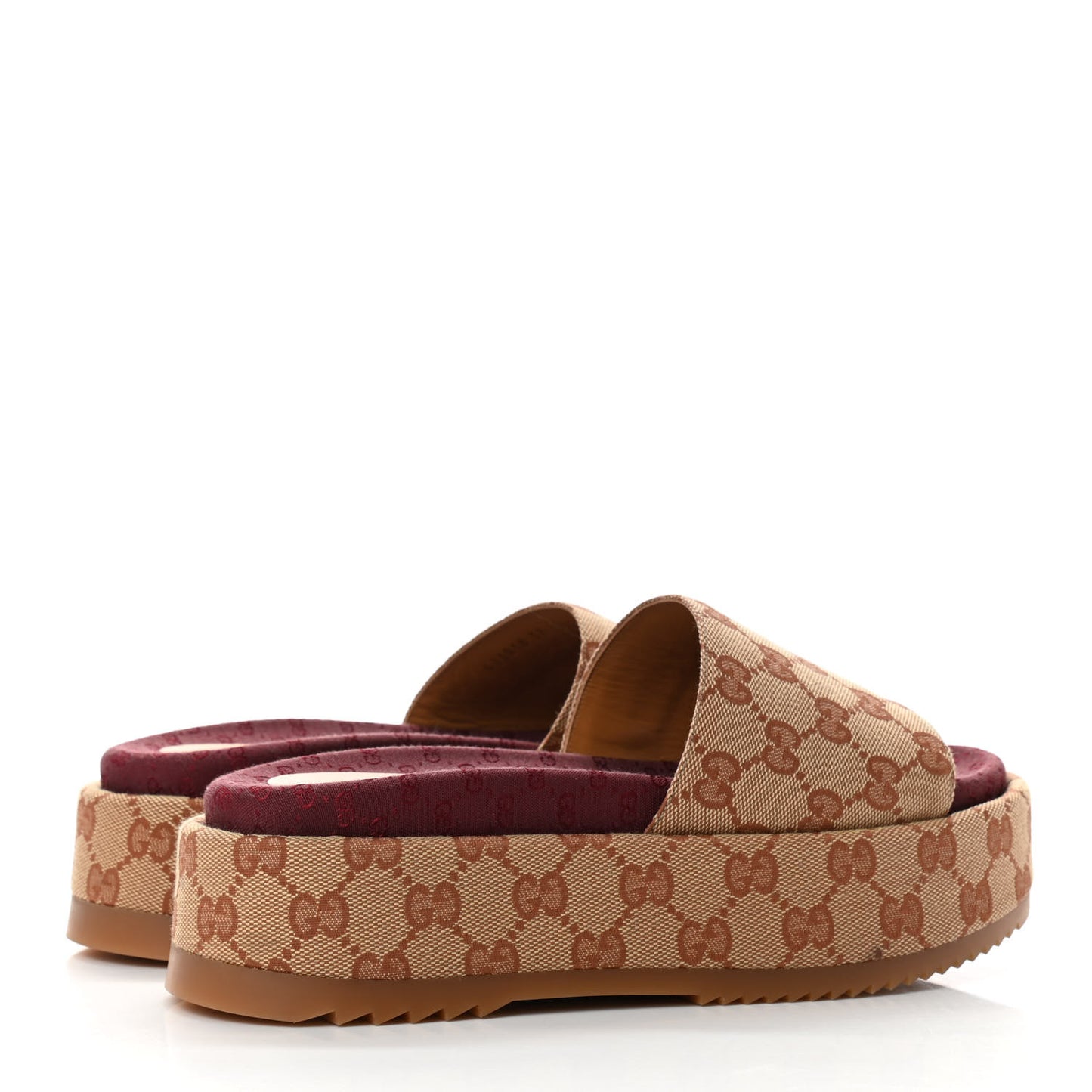 Canvas GG Monogram Angelina Platform Slide Sandals 37 Beige Ruggine