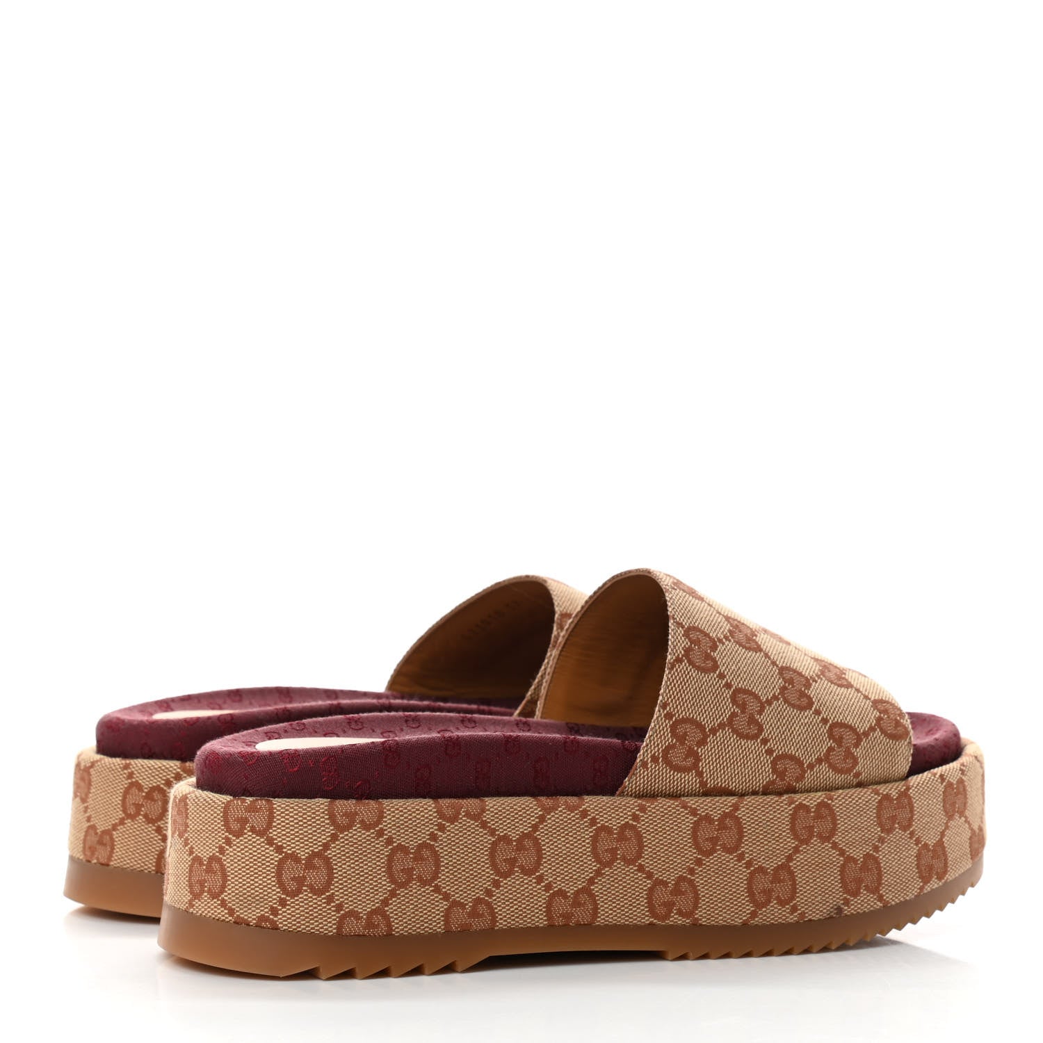 Gucci Canvas GG Monogram Angelina Platform Slide Sandals 37 Beige Ruggine 4 of 8