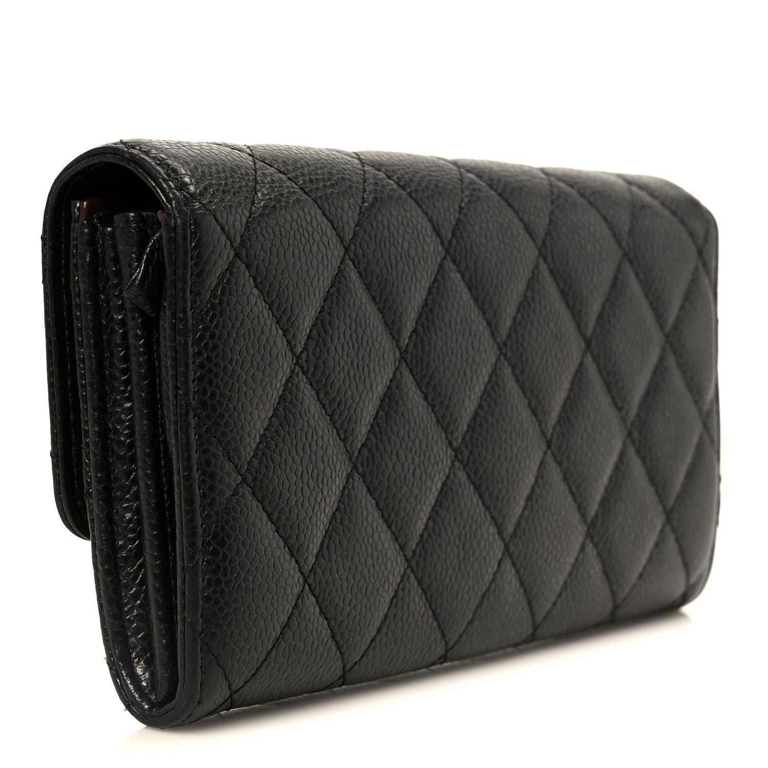 Chanel Caviar Quilted Large Gusset Flap Wallet Black 3 of 9