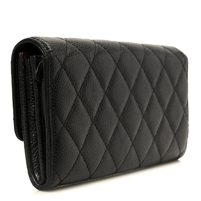 Chanel Caviar Quilted Large Gusset Flap Wallet Black 3 of 9