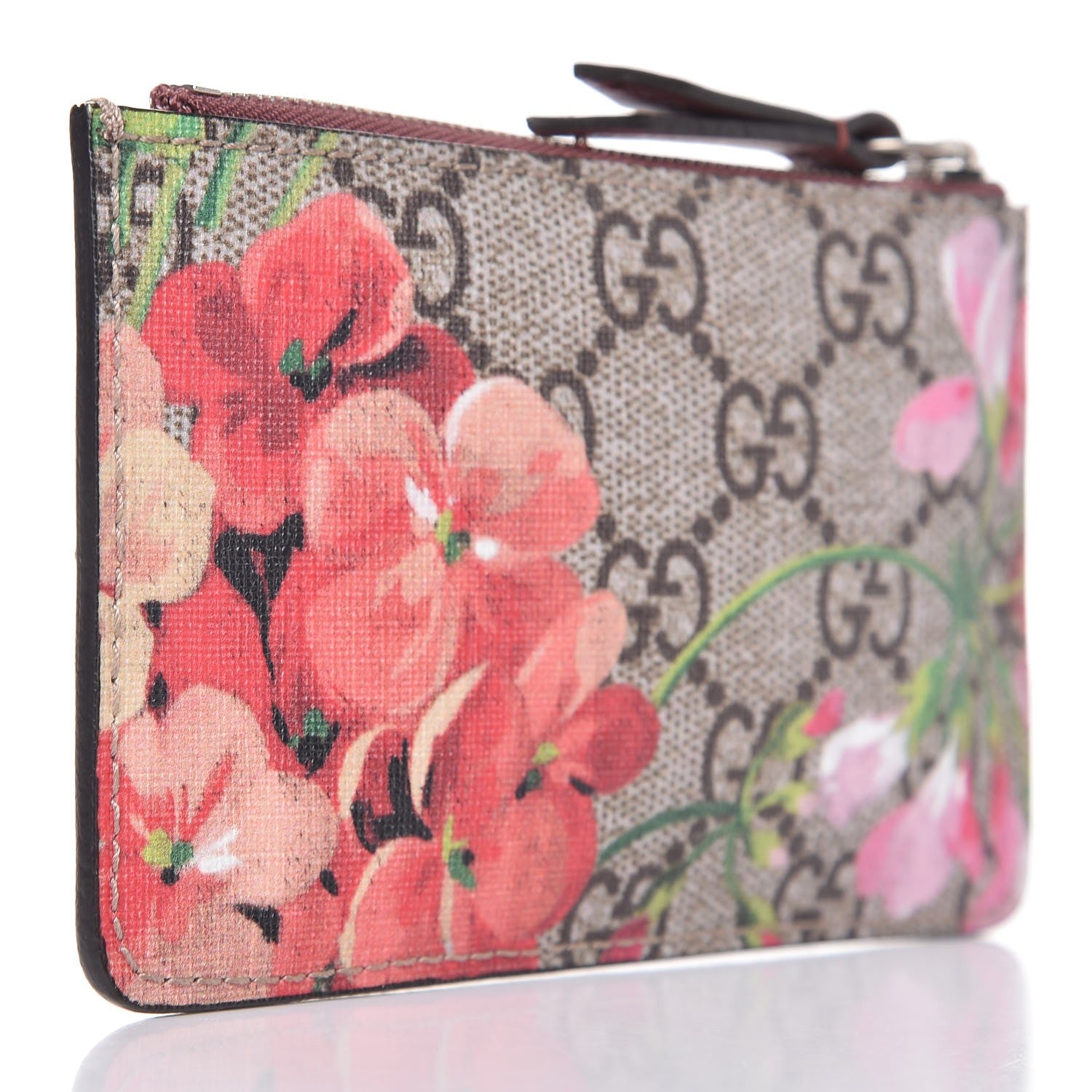 Gucci GG Supreme Monogram Blooms Key Ring Coin Case Beige Multicolor Dry Rose 3 of 7