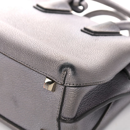 MCM Metallic Grained Calfskin Mini Milla Tote Spike Silver 14 of 23