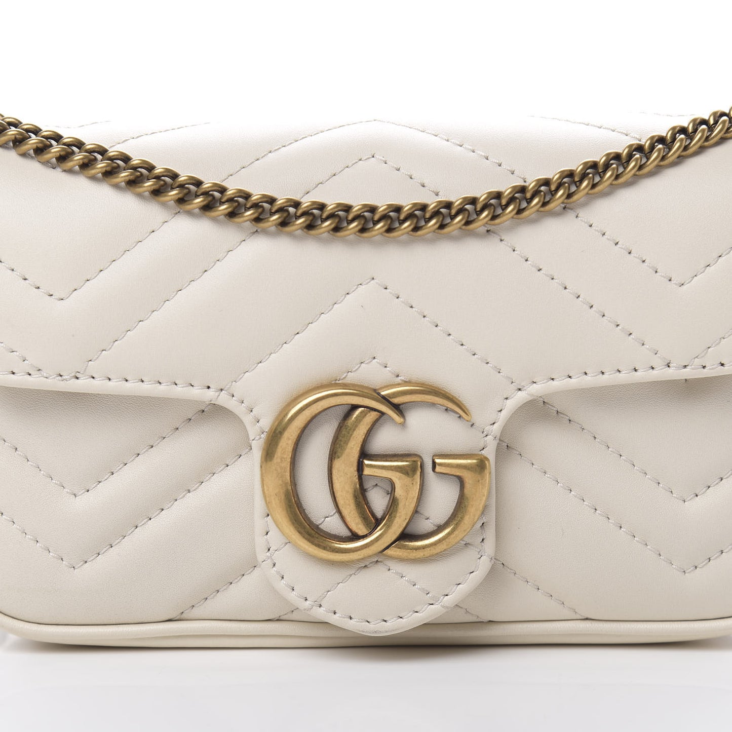 Calfskin Matelasse Super Mini GG Marmont Shoulder Bag White
